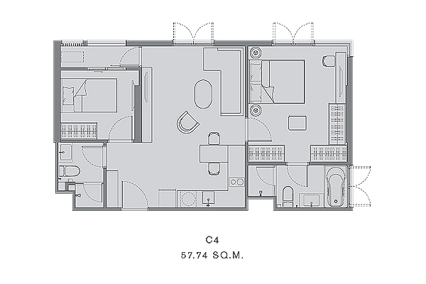 Unit Plan Type 2 Bedroom