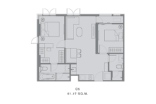 Unit Plan Type 2 Bedroom